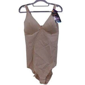 NEW Bali Women's Ultimate Smoothing Firm Control Bodysuit Size 2XL Tan DFS105